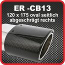 Endrohr Echt-Carbon 1 x 120x175mm oval seitlich abgeschr&auml;gt, rechts, schwarz