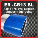 Endrohr Echt-Carbon 1 x 120x175mm oval seitlich abgeschr&auml;gt, rechts, blau gl&auml;nzend
