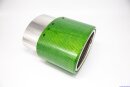 Tailpipe Carbon 1 x 120x175mm oval rolled slanted to right side, green glossy