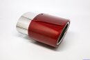 Tailpipe Carbon 1 x 120x175mm oval rolled slanted to right side, red glossy