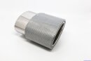 Tailpipe Carbon 1 x 120x175mm oval rolled slanted to right side, silver glossy
