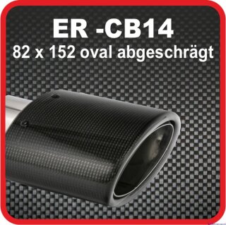 Endrohr Echt-Carbon 1 x 82x152mm oval abgeschrägt, schwarz