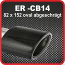 Endrohr Echt-Carbon 1 x 82x152mm oval abgeschr&auml;gt, schwarz