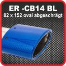 Tailpipe Carbon 1 x 82x152mm oval slanted, blue glossy