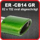 Endrohr Echt-Carbon 1 x 82x152mm oval abgeschr&auml;gt, gr&uuml;n gl&auml;nzend