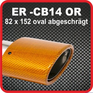 Endrohr Echt-Carbon 1 x 82x152mm oval abgeschrägt, orange glänzend