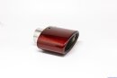 Tailpipe Carbon 1 x 82x152mm oval slanted, red glossy