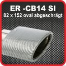 Endrohr Echt-Carbon 1 x 82x152mm oval abgeschr&auml;gt, silber gl&auml;nzend