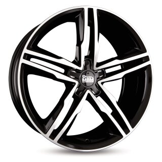 MAM A1 8,0x18 5/112 ET44 Schwarz frontpoliert Alufelge