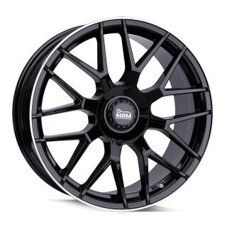 MAM GT1 8,0x18 5/100 + 112 ET45 Schwarz lippe poliert Alufelge