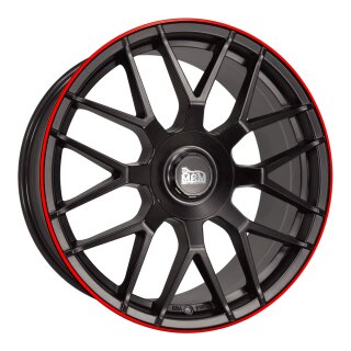 MAM GT1 9.5x19 5/112 ET30 NB66.6 Matt Black Lip Red