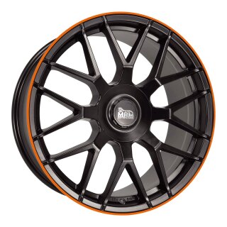 MAM GT1 8.0x18 5/100 + 112 ET30 NB66.6 Matt Black Lip Orange