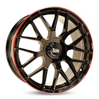 MAM GT1 8.5x19 5/100 + 112 ET45 NB66.6 Black Painted Lip Red