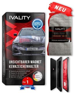 IVALITY® Magnetischer Kennzeichen-Halter auf der Stoßstange für Alu-Kennzeichen 1er Set weiß