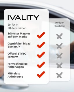 IVALITY 2er-Set Magnetischer Kennzeichen-Halter auf der Stoßstange 3D,  75,99 €