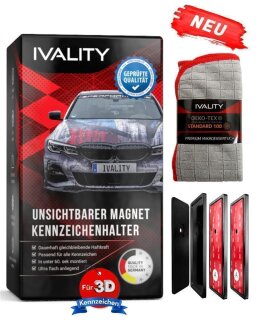 IVALITY® Magnetischer Kennzeichen-Halter auf der Stoßstange für 3D-Kennzeichen 1er Set rot