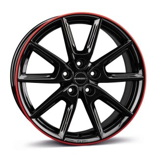 Borbet LX19 8,0x19 5/112 ET40 NB66,5 Black glossy rim Red