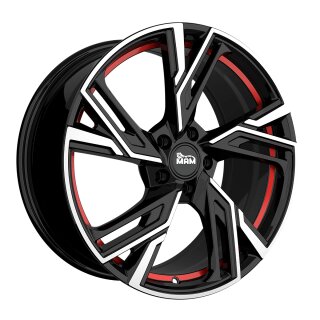 MAM RS5 7,0x16 5/114,3 ET38 Black Front Polish Red aluminium rim