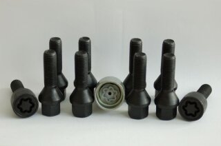 H&R Radschrauben-Set Kegel 60° schwarz M12 x 1,5x35 mm SW17 B1253501SET