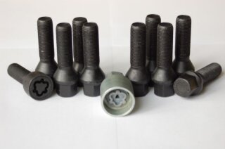 H&R Radschrauben-Set Kegel 60° schwarz M14 x 1,25x28 mm SW17 B14252801SET