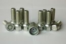 H&amp;R Kegelbundschrauben-Set 60&deg; silber inkl. Felgenschlo&szlig; M14 x 1,25 43mm SW 17