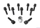 H&amp;R Kegelbundschrauben-Set 60&deg; schwarz inkl. Felgenschlo&szlig; M14 x 1,25 43mm SW 17