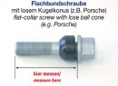 H&amp;R Kugelbundschrauben-Set silber Schraubenkopf &Oslash; = 28mm mit beweglichem Kugelkonus inkl. Felgenschlo&szlig; f&uuml;r Porsche Original Alu-R&auml;der M14 x 1,5 63mm SW 19