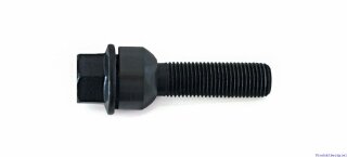 H&R Kugelbundschraube schwarz Schraubenkopf Ø = 28mm mit beweglichem Kugelkonus für Porsche Original Alu-Räder M14 x 1,5 63mm SW 19