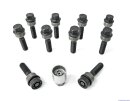 H&amp;R Kugelbundschrauben-Set schwarz Schraubenkopf &Oslash; = 28mm mit beweglichem Kugelkonus inkl. Felgenschlo&szlig; f&uuml;r Porsche Original Alu-R&auml;der M14 x 1,5 63mm SW 19