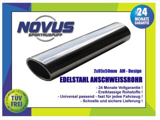 Anschweiß Endrohr 85/58mm Ø AM-Design umgebördelte bzw. eingerollte Variante